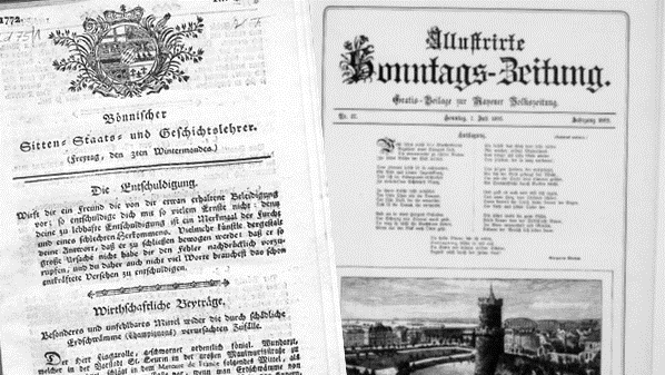 Titelblätter historischer Zeitungen